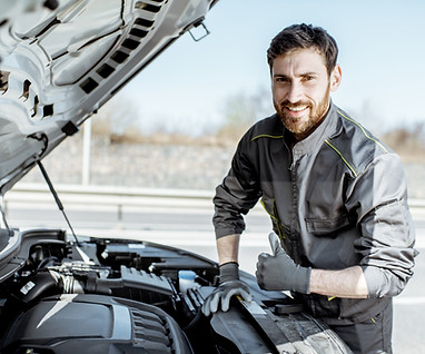 Mechanic working on engine